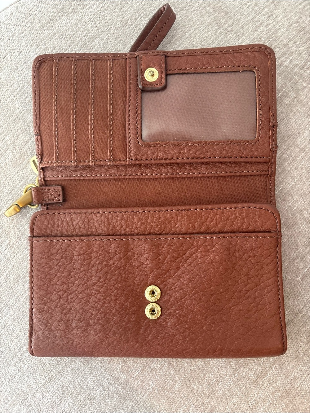 Fossil Brown Leather Wristlet Wallet with Gold Hardware - Picture 3 of 6